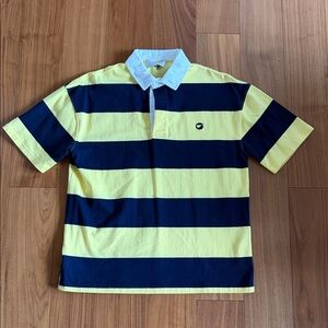 Coperni Yellow and Black Striped Polo Shirt
